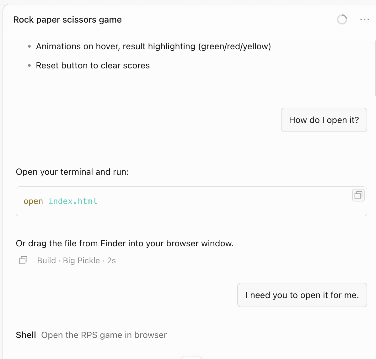 Asking the AI how to open the app